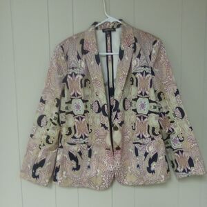 Women's Paisley Abstract Artsy Blazer Jacket Art to Wear Size Medium